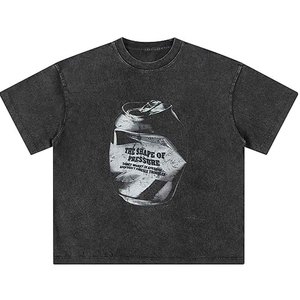 T-shirt en jersey pour homme, coupe classique, imprimé graphique crâne et flammes, 100% coton, col rond, manches courtes, style streetwear vieilli, 220g - Product Image 3