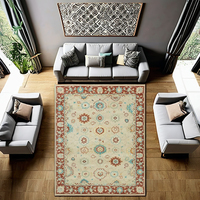 Ensemble de tapis géométriques tibétains personnalisés 8x10, faits main, à poils mi-longs coupés, en laine et soie lavables, motif abstrait