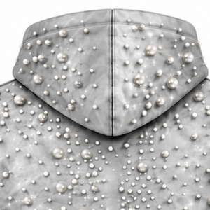 Sweat-shirt à capuche unisexe surdimensionné en maille perlée argentée avec poche kangourou, vêtement décontracté personnalisé pour le streetwear - Product Image 4