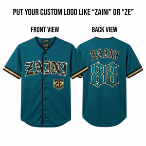 Premium 180 GSM Polyester Interlock Men <b>Baseball</b> Jersey Teal Black Gold Contrast Trim Custom Sublimation Embroidery Logo - Product Image 1