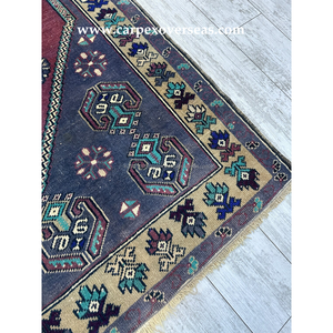 Alfombra de lana violeta hecha a mano de inspiración antigua, envío rápido, sala de estar acolchada, resistente a las manchas, proveedor de confianza - Product Image 3