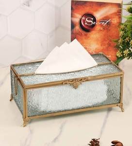 Portapañuelos de Vidrio Premium con Marco de Metal Dorado, Elegante Estuche para Guardar Servilletas para Decoración del Hogar, Hotel o Restaurante - Product Image 3