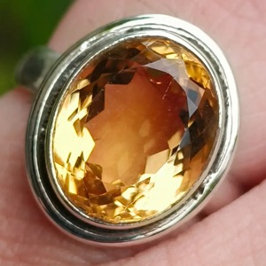 Citrine 925 Sterling Silver <b>Boho</b> Statement Promise <b>Ring</b> for Women Yellow Gemstone 10 x 12 mm Oval November Birthstone Month - Product Image 3