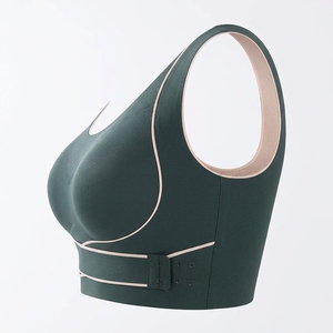Soutien-gorge de sport pour femme à maintien élevé, léger, dos nageur, col en U, sans couture, respirant, pour yoga, fitness, course à pied, couleur unie, fermeture avant - Product Image 4