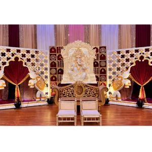 Decoración de Escenario para Ceremonia de Sari Indio del Sur, Decoración de Escenario de Boda Estilo Mughal Premium, Tema Bollywood, Desmontable - Product Image 1