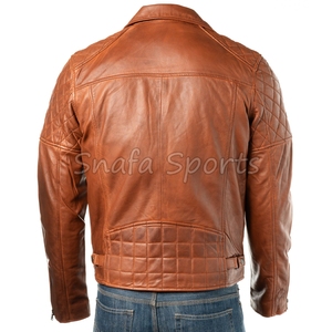 Online Best Sale Full Sleeve Autumn Fashion Designed with Solid Pattern Polyester Lining Real <b>Leather</b> <b>Jacket</b> - Product Image 4