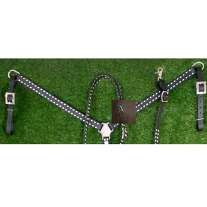 ASHMIRA EQUESTRIAN Western Black <b>Leather</b> Horse Breast Collar & Headstall Set Comfortable & Durable White Buck Stitch Tack Gear - Product Image 3