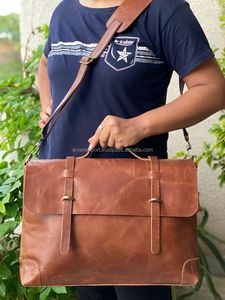 Real Handmade Crunch Leather Office Use <b>Messenger</b> <b>Bag</b> <b>Laptop</b> Leather <b>Bags</b> - Product Image 4
