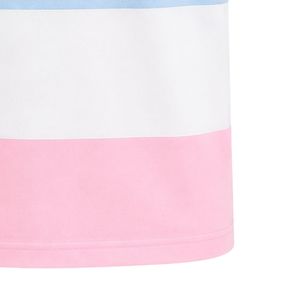 Pink White Light Blue Striped Polo <b>Shirt</b> with Jack & Jill Crest Patch Short Sleeve Color Block Collared Button Front Casual Golf - Product Image 6