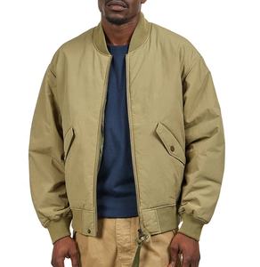 Gran oferta, chaqueta Bomber bordada de invierno, estilo personalizado, chaqueta Bomber de nailon con forro de satén de secado rápido para hombre, chaqueta Bomber de Color sólido con cuello levantado - Product Image 3