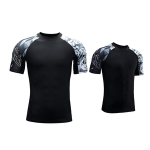 INDEX APPAREL Men's Black Geometric Print <b>Raglan</b> <b>Sleeve</b> Quick Dry Slim Fit Sporty <b>T</b>-<b>Shirt</b> O-Neck Knitted Polyester - Product Image 4