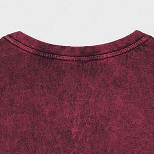 T-shirt pour homme à manches courtes, col rond, couleur bordeaux, coupe classique, en jersey de coton, décontracté, couleur unie, tricoté - Product Image 2