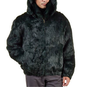 Veste à capuche en fourrure classique pour homme, look élégant sur le devant, coupe confortable, toucher doux, légère, chaude, écologique, finition lisse - Product Image 1