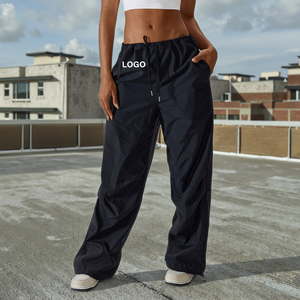 Wide Leg Casual Jogger Pants 100% High Quality Sweatpants Drawstring Custom Women <b>Flare</b> Cargo women's Sweatpants for sale - Product Image 5