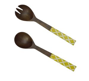 Natural Finisbing <b>Serving</b> <b>Spoon</b> & Fork Great Quality Natural Wood Fruit and Vegetable Salad Server With Metal Handle - Product Image 5