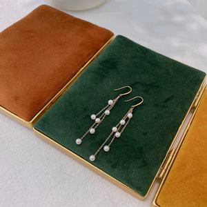 New G18k Gold Dangle <b>Earrings</b> 6-7mm Natural <b>Pearl</b> and 8-9mm True Multi Hemp with <b>Grey</b> Tassel Adjustable Temperament - Product Image 2