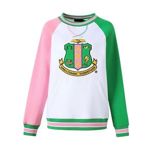 เสื้อสเวตเชิ้ตคอกลม AKA Crest Opp Sleeve Chenille สีขาว เขียว ชมพู แขนเสื้อแบบแร็กแลน ปักลาย สำหรับผู้หญิงและผู้ชาย - Product Image 1