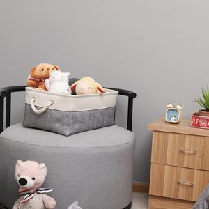 MA73 Grey Fabric Storage <b>Boxes</b> with Handles Small Canvas Basket Drawers for Cupboards Shelves Toys <b>Clothes</b> Office Organization - Product Image 2