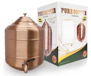 ถังเก็บน้ำทองแดงแท้ 100% พร้อมก๊อกน้ำสแตนเลสและฝาปิด ขนาด 12 ลิตร - Product Image 1