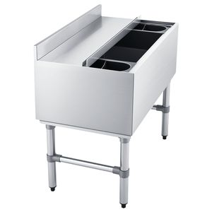 Contenitore per Ghiaccio in Acciaio Inox per Cucina Commerciale, Capacità Massima 82,9 Qt, Coperchio Scorrevole, 30 X 19 X 33 Pollici, Portabottiglie - Product Image 1