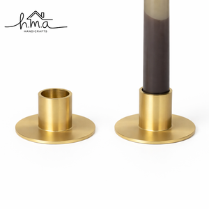 Minimalist Brass <b>Candle</b> Holder Round Base Gold <b>Taper</b> <b>Candle</b> Stand Modern Tabletop <b>Candle</b> Holder Elegant Home Decor - Product Image 1