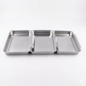 Lot de 3 plateaux de service de dragage Vaisselle Plateau de service rectangulaire en acier inoxydable Set de dîner Assiettes jetables - Product Image 1