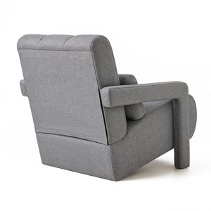 Poltrona Moderna e Confortevole in Tessuto di Lino con Cuscino, Grigio Scuro, per Soggiorno e Camera da Letto - Product Image 6