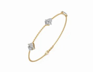 Bracelet chaîne Trio de tulipes en diamant, 0,861 carat, bijoux en diamant de laboratoire, 39 pierres, or jaune, rose, blanc 9k, 14k, 18k, design floral - Product Image 4