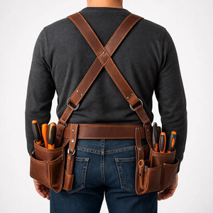 Ceinture porte-outils en cuir véritable de qualité supérieure avec design ajustable pour les charpentiers, électriciens, constructeurs et entrepreneurs - Product Image 3