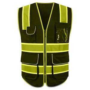 Chaleco de Seguridad Reflectante de Alta Visibilidad, Unisex, de Poliéster, Amarillo, con Bolsillos y Cierre de Cremallera - Product Image 1