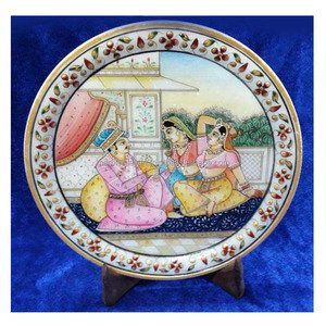 Magnifique assiette ronde en marbre blanc incrusté, fabricant et grossiste indien, en grande quantité, pour la décoration intérieure. - Product Image 6