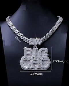 จี้ชื่อทำด้วยเงินสเตอร์ลิงพร้อมเพชร VVS Moissanite ประกายเพชรบาแกตต์จี้ออกแบบได้ตามต้องการ - Product Image 2