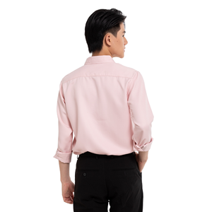 เสื้อเชิ้ตผู้ชายสีเทา ผ้าป๊อปลิน แขนยาว ปกคอพับ สีพื้น ปักโลโก้ได้ตามต้องการ ด้านหน้าและด้านหลัง ดีไซน์สำหรับใส่ในโอกาสทางการ ฤดูใบไม้ผลิ - Product Image 4
