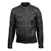 2025 nuevo abrigo de cuero Vintage informal para motocicleta, traje de otoño para hombre, chaqueta de cuero de vaca de capa superior con diseño de bolsillo para motorista a la moda