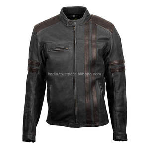 2025 nuevo abrigo de cuero Vintage informal para motocicleta, traje de otoño para hombre, chaqueta de cuero de vaca de capa superior con diseño de bolsillo para motorista a la moda - Product Image 6