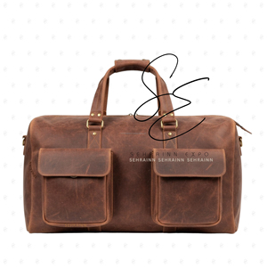 New Two Pocket Design Full Grain Genuine Leather <b>Duffel</b> <b>Bag</b> Handmade Weekender Travel <b>Bag</b> Large Capacity Shoulder <b>Bag</b> Unisex - Product Image 1