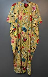 ชุดคลุมชายหาดลายสัตว์แบบใหม่ คอวี ปิดด้วยเชือกผูก ทรงปล่อยชายระบาย ผ้าฝ้ายอินเดียเนื้อนุ่ม แต่งลูกไม้ ยาวเต็มตัว สำหรับผู้หญิง - Product Image 3