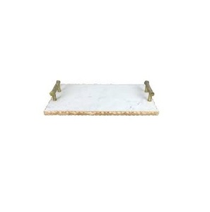 <b>Rectangle</b> Shape Food Fruits Tea <b>Coffee</b> Storage Serving Tray With Metal Handle Handmade Manufacturer Marble Tray Good Quality - Product Image 1