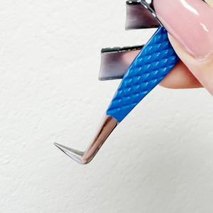 Pince à épiler professionnelle pour extensions de cils à motifs bleus, pince à épiler pour cils volumineux, fournitures pour maquilleurs de haute précision - Product Image 6