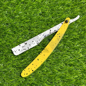 มีดโกนหนวดแบบสไลด์ล็อคสำหรับร้านตัดผม พร้อมด้ามจับพิมพ์ลายและลงหมึกแบบ OEM มีดโกนสไตล์ร้านเสริมสวย ผู้ผลิตและจำหน่ายโดยตรงจากโรงงาน - Product Image 1