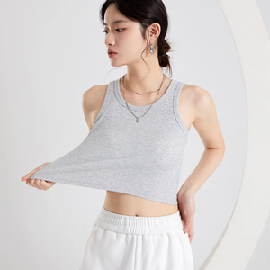 Crop top femme en gros, sans manches, tricoté, court, d'été, personnalisable - Product Image 2