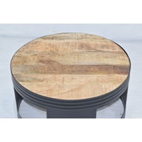 Table basse ronde en fer de style industriel vintage moderne avec finition noire pour la maison, le salon, le café, le restaurant