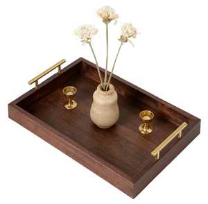 Bandeja Rectangular de Madera para Servir con Asas Doradas, Platos Modernos de Lujo para Catering, Hostelería, Cumpleaños, Aniversarios y Otras Ocasiones - Product Image 3