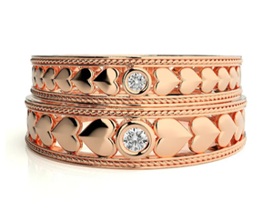 925 Sterling Silver Rose Gold Plated Heart Pattern <b>Couple</b> <b>Rings</b> - Product Image 2