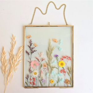 Wholesale <b>Gold</b> Metal Hanging Photo <b>Frame</b> Double Glass Pressed Flower Specimen <b>Frame</b> Home Decor Wall Art Picture <b>Frame</b> Display - Product Image 1