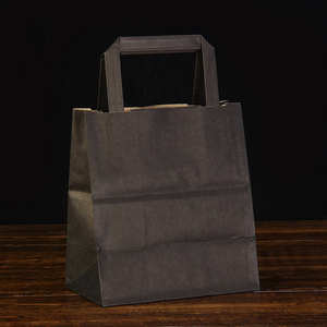 Bolsas de papel kraft negras impresas con su propio logotipo, diseño personalizado al por mayor, para alimentos y procesamiento, bolsa de papel reciclado de lujo. - Product Image 5