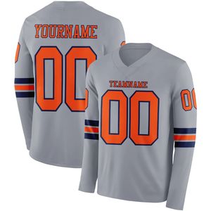 Jersey Personalizado de Fútbol Americano de Manga Larga con Cuello en V, Spandex/Poliéster, Transpirable, de Secado Rápido, Ligero, Color Personalizado al por Mayor OEM - Product Image 1