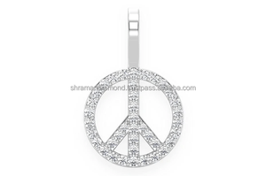 Unisex Children's Trendy Layered Peace Sign 10K <b>Solid</b> Gold Rhodium Plated Lab Grown Diamond Iced Hip Hop Custom Pendant <b>Necklace</b> - Product Image 5