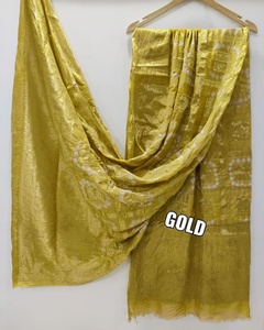 Elegante Dupatta de Seda Bandhani para Fiestas y Bodas, Diseño Tradicional Sin Arrugas - Product Image 1