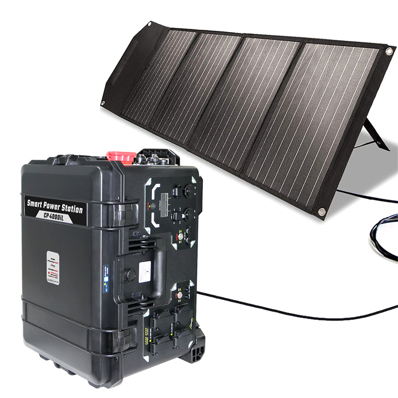 3500W 4000w 3000w Solar wind Hybrid outdoor Generator Mobile LiFePO4 battery portable power station with Folding solar panels